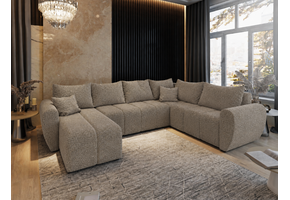 ACTIEDEAL Slaapbank met opbergruimte Max | Donkerbeige | U-bank XL Rechts