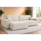 ACTIEDEAL Slaapbank Karlo XL | Velvet Creme - L-Hoekbank 3-zits met opbergruimte - Universeel