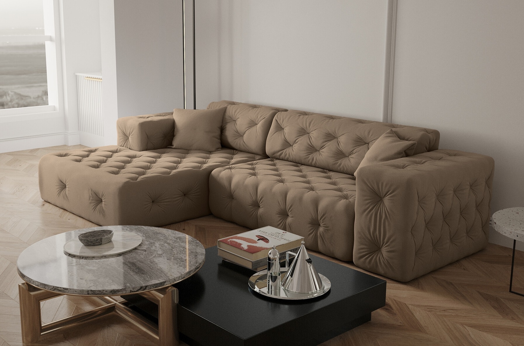 Loungebank Malibu – Linker of Rechter loungegedeelte – Ruime keuze in stoffen en kleuren