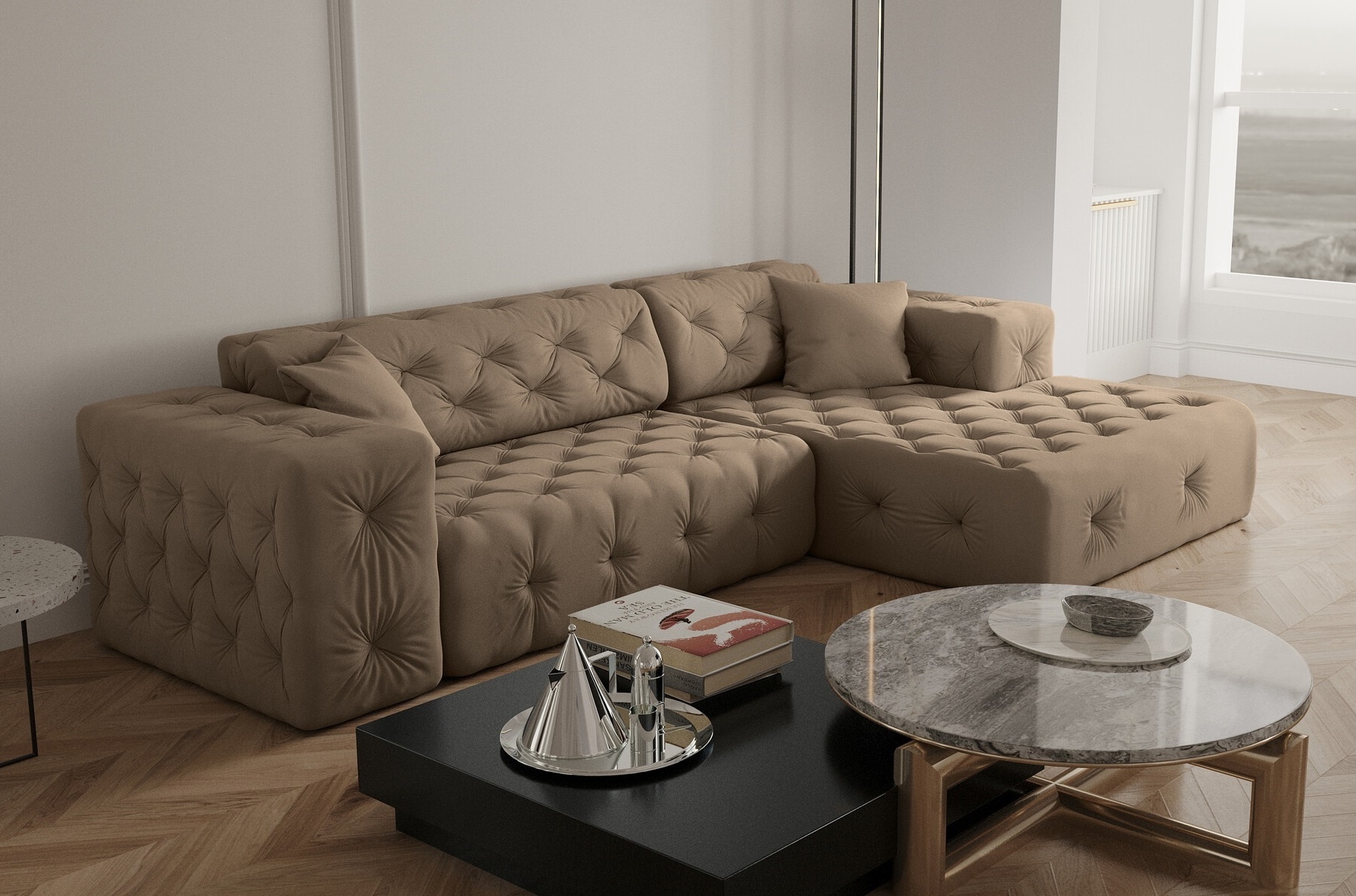 Loungebank Malibu – Linker of Rechter loungegedeelte – Ruime keuze in stoffen en kleuren