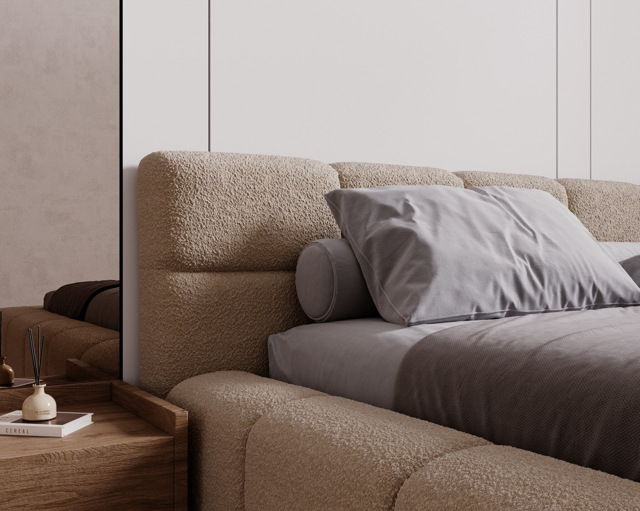 RETOURDEAL Opbergbed 140 x 200 - Stof Beige | Como - Zonder Matras - incl. Gasdrukvering (Niet in originele verpakking + Kans op Stofschade)