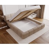 RETOURDEAL Opbergbed 140 x 200 - Stof Beige | Como - Zonder Matras - incl. Gasdrukvering (Niet in originele verpakking + Kans op Stofschade)