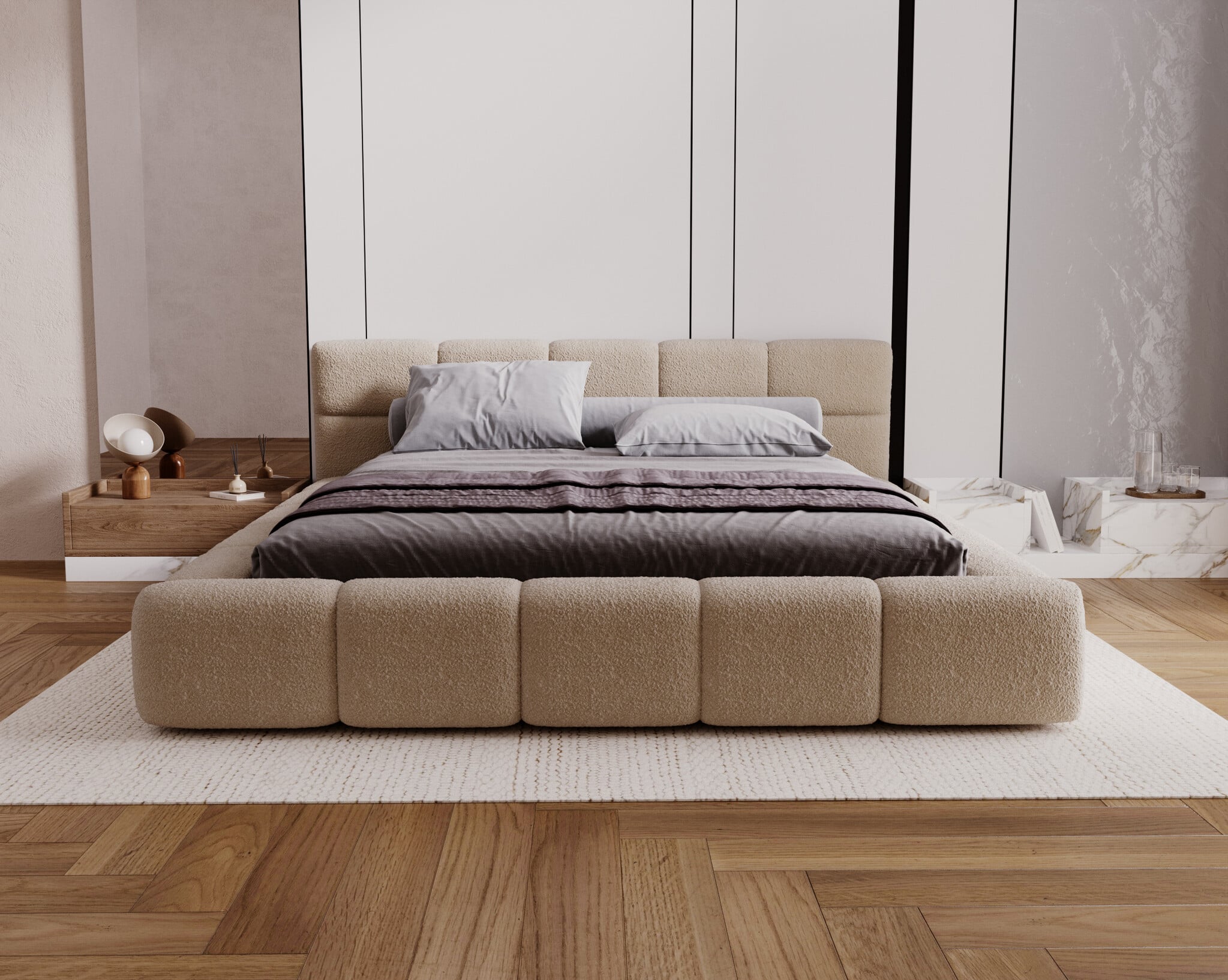 RETOURDEAL Opbergbed 140 x 200 - Stof Beige | Como - Zonder Matras - incl. Gasdrukvering (Niet in originele verpakking + Kans op Stofschade)