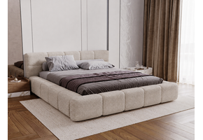 RETOURDEAL Opbergbed 140 x 200 - Stof Beige | Como - Zonder Matras - incl. Gasdrukvering (Niet in originele verpakking + Kans op Stofschade)