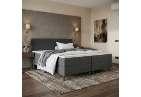 ACTIE Vaste Boxspring 200 x 200 - Stof Antraciet | GRATIS TOPPER