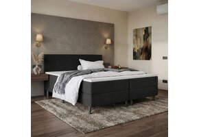 ACTIE Vaste Boxspring 200 x 200 - Stof Zwart | GRATIS TOPPER