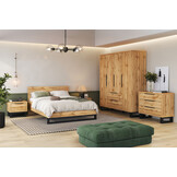 ACTIE Houten Bed met Opbergruimte Halmstad - 180 x 200 - Wotan Eiken | Zonder Matras