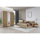 ACTIE Houten Bed met Opbergruimte Verdal - 180 x 200 - Wotan Eiken | Zonder Matras