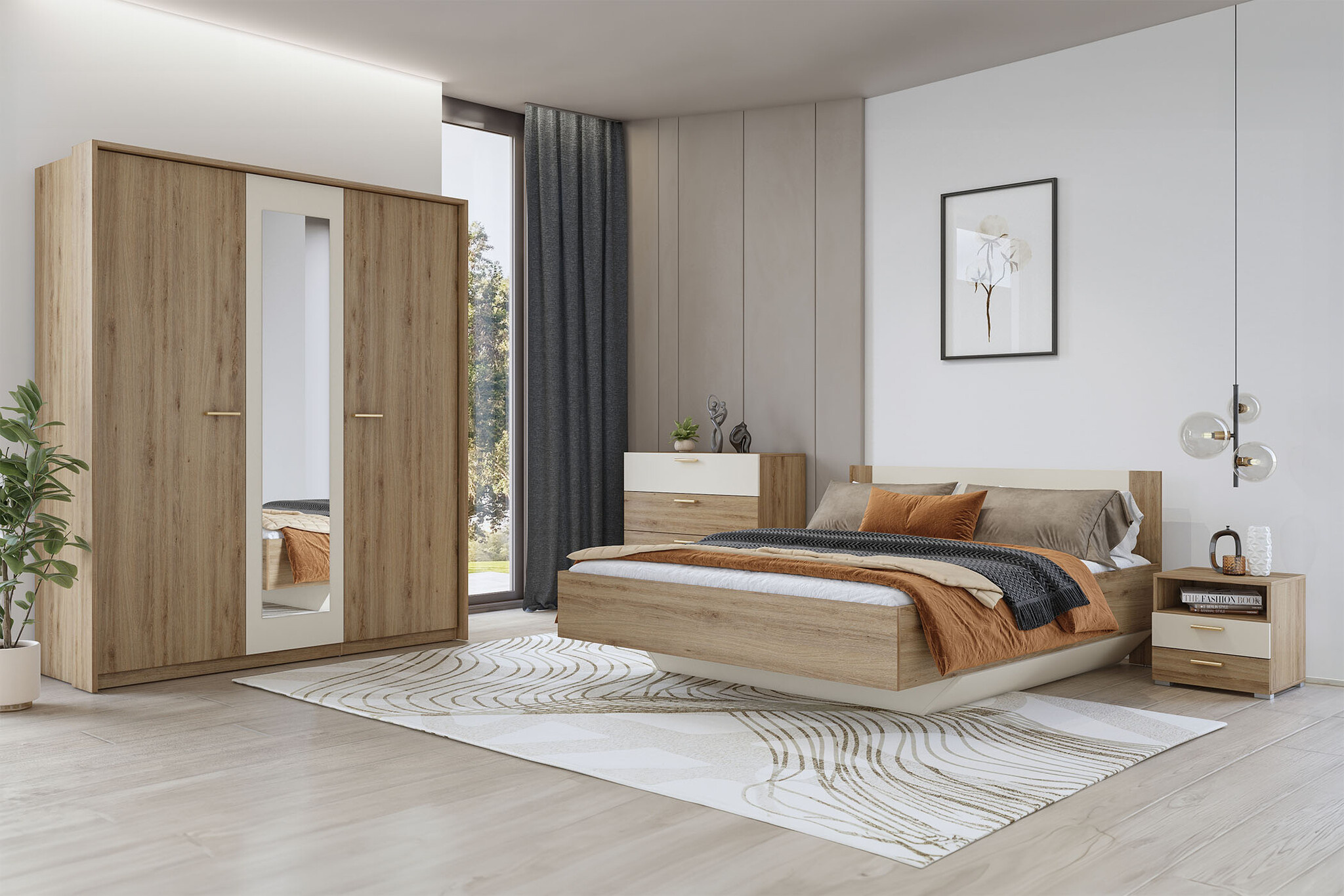 ACTIE Houten Bed met Opbergruimte Verdal - 180 x 200 - Wotan Eiken | Zonder Matras