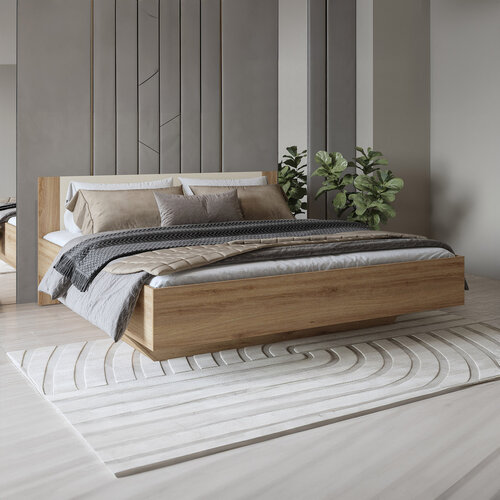 ACTIE Houten Bed met Opbergruimte Verdal - 180 x 200 - Wotan Eiken | Zonder Matras