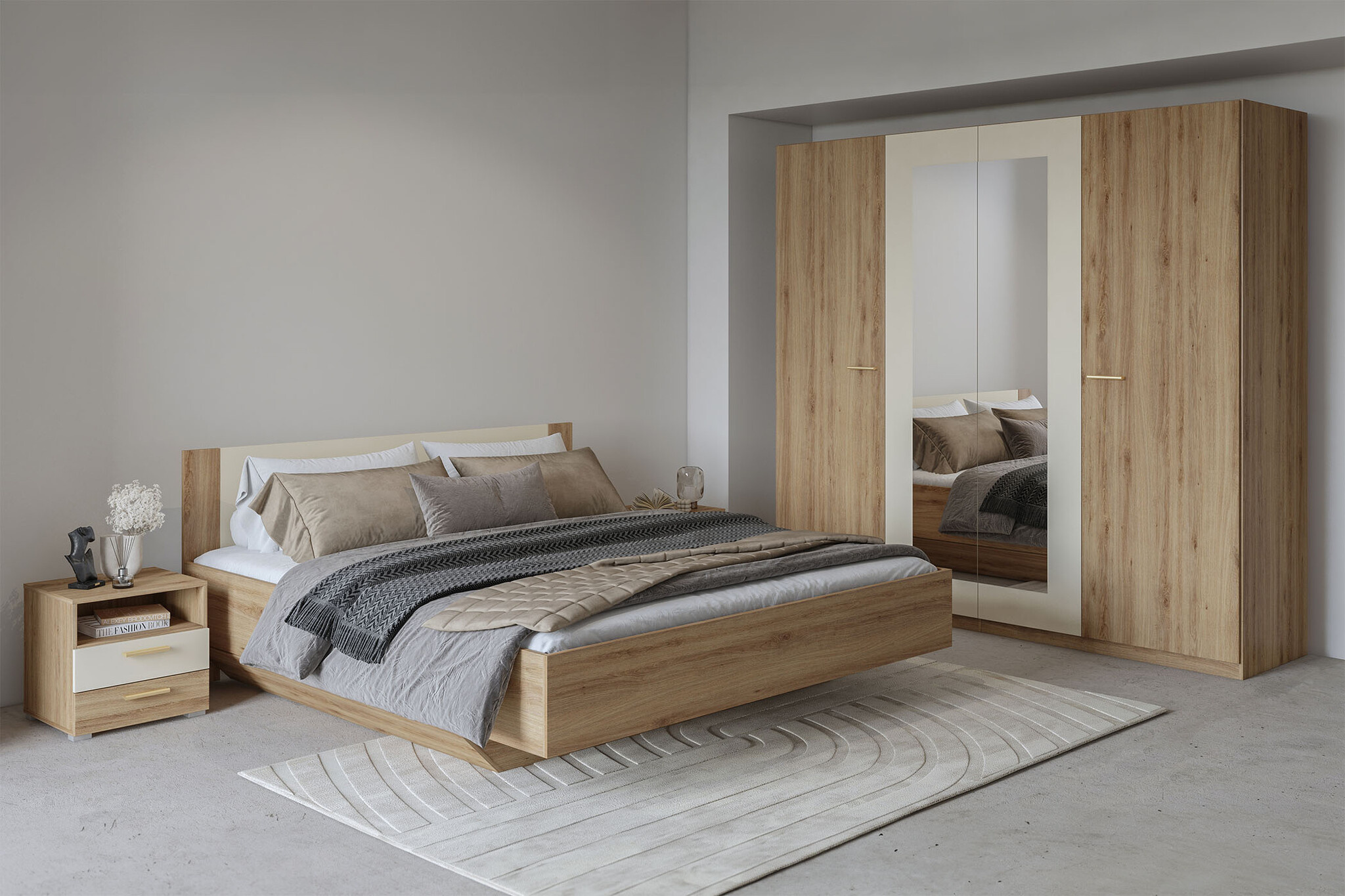 ACTIE Houten Bed met Opbergruimte Verdal - 180 x 200 - Wotan Eiken | Zonder Matras