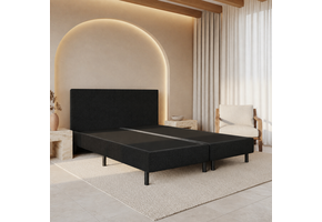 ACTIEDEAL Boxspring Zonder Matras 200 x 220 - Stof Zwart | Hoofdbord Glad