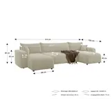ACTIEDEAL U-bank Ribstof Beige - Slaapbank met opbergruimte - Pim
