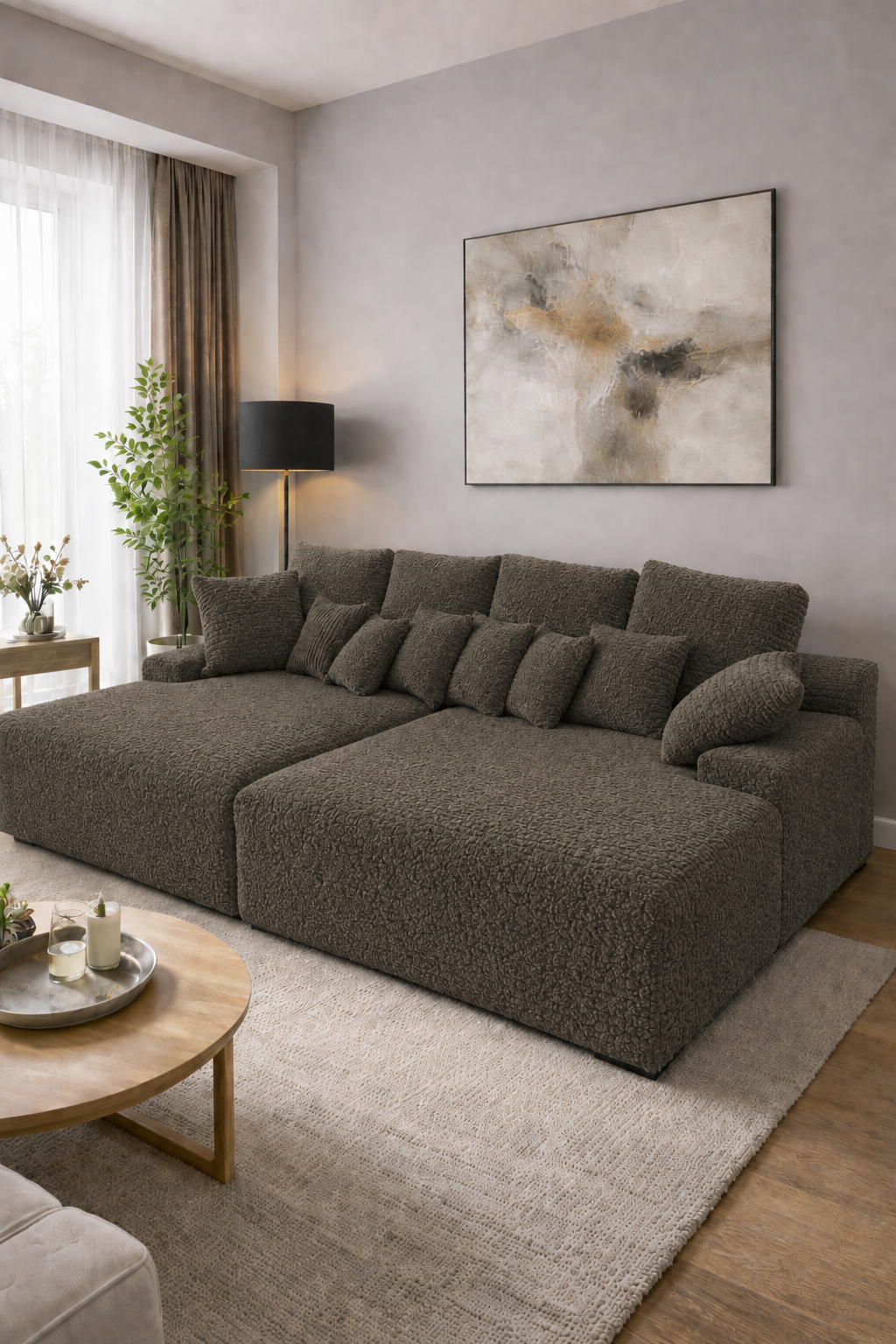ACTIEDEAL Relaxbank Lugano 4-zits - Teddy Taupe - Universeel