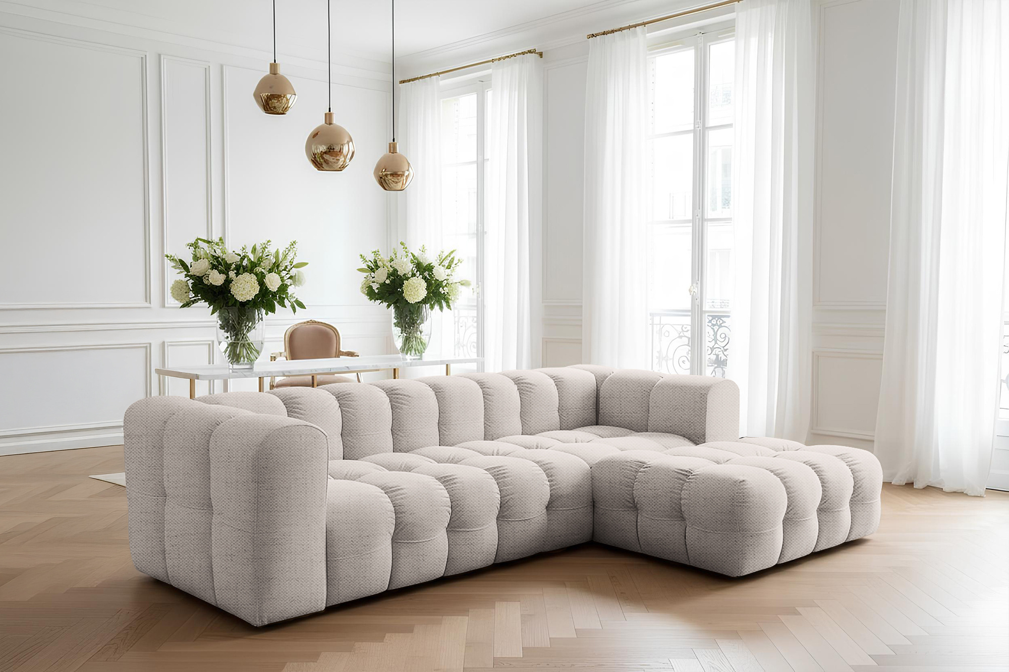 ACTIEDEAL Hoebank Belfast | Naturel/Beige | L-hoekbank Rechts