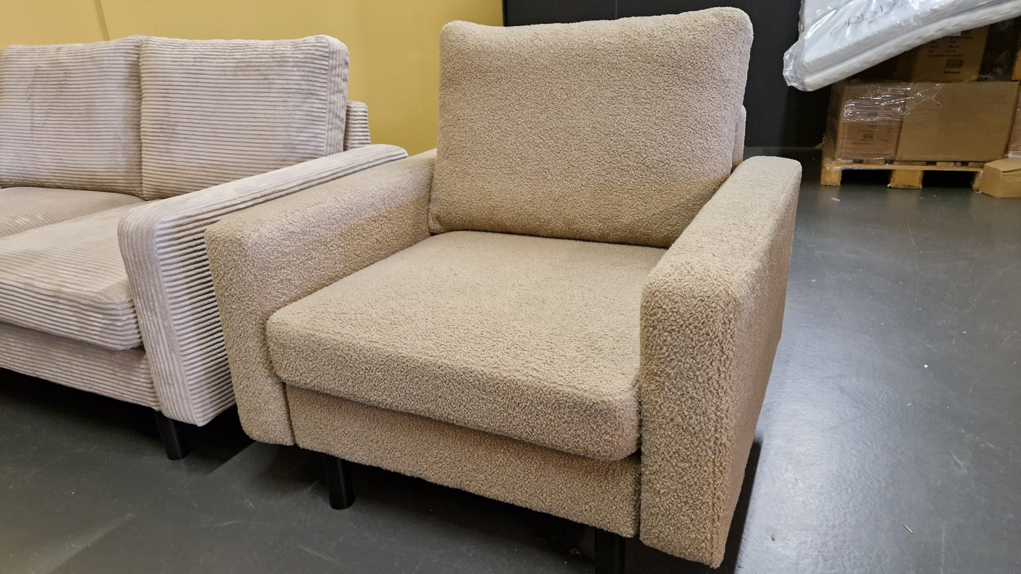 SHOWROOMMODEL Fauteuil Teddystof Beige  - Comfortabele Zitstoel - Hawaï (Stevig opnieuw verpakking / Kans op Gebruikssporen)