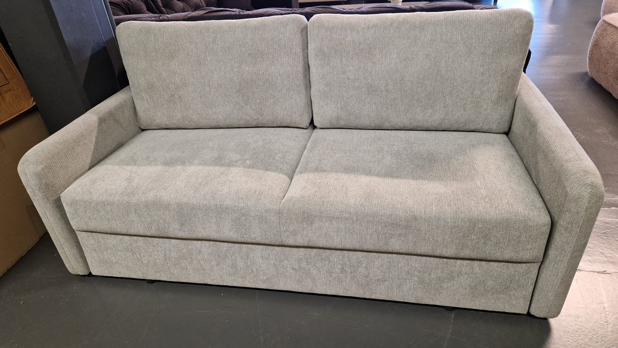 SHOWROOMMODEL Slaapbank 3-zits Chenille Grijs - Uitklapbare Sofa - Singapore (Stevig opnieuw verpakking / Kans op Gebruikssporen)