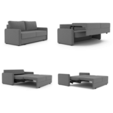 SHOWROOMMODEL Slaapbank 3-zits Chenille Grijs - Uitklapbare Sofa - Singapore (Stevig opnieuw verpakking / Kans op Gebruikssporen)