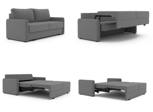 SHOWROOMMODEL Slaapbank 3-zits Chenille Grijs - Uitklapbare Sofa - Singapore (Stevig opnieuw verpakking / Kans op Gebruikssporen)