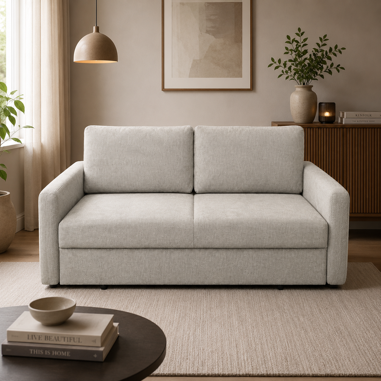 SHOWROOMMODEL Slaapbank 3-zits Chenille Grijs - Uitklapbare Sofa - Singapore (Stevig opnieuw verpakking / Kans op Gebruikssporen)