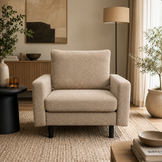 SHOWROOMMODEL Fauteuil Teddystof Beige  - Comfortabele Zitstoel - Hawaï (Stevig opnieuw verpakking / Kans op Gebruikssporen)