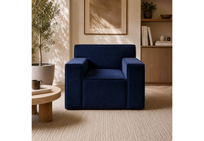 SHOWROOMMODEL Fauteuil Milaan -  Velvet Blauw - Comfortabel - z.g.a.n.