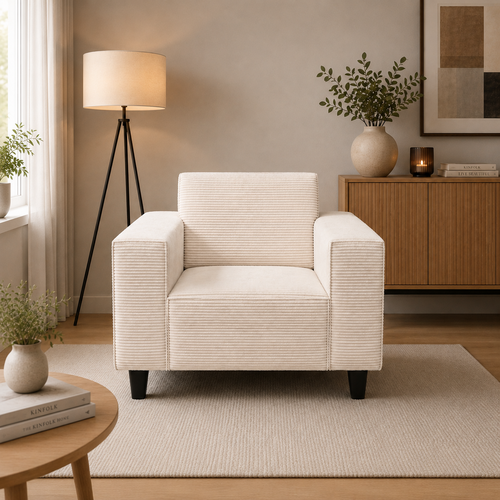 SHOWROOMMODEL Fauteuil Jakarta -Ribstof Crème - Comfortabel - z.g.a.n.