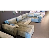 SHOWROOMMODEL U-bank XL Stof Groen - U-Slaapbank XL met opbergruimte - Max (Stevig opnieuw verpakking / Kans op Gebruikssporen)