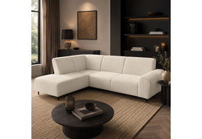 SHOWROOMMODEL Hoekbank Dallas Teddystof Creme - Robuuste comfortabele hoekbank - z.g.a.n.