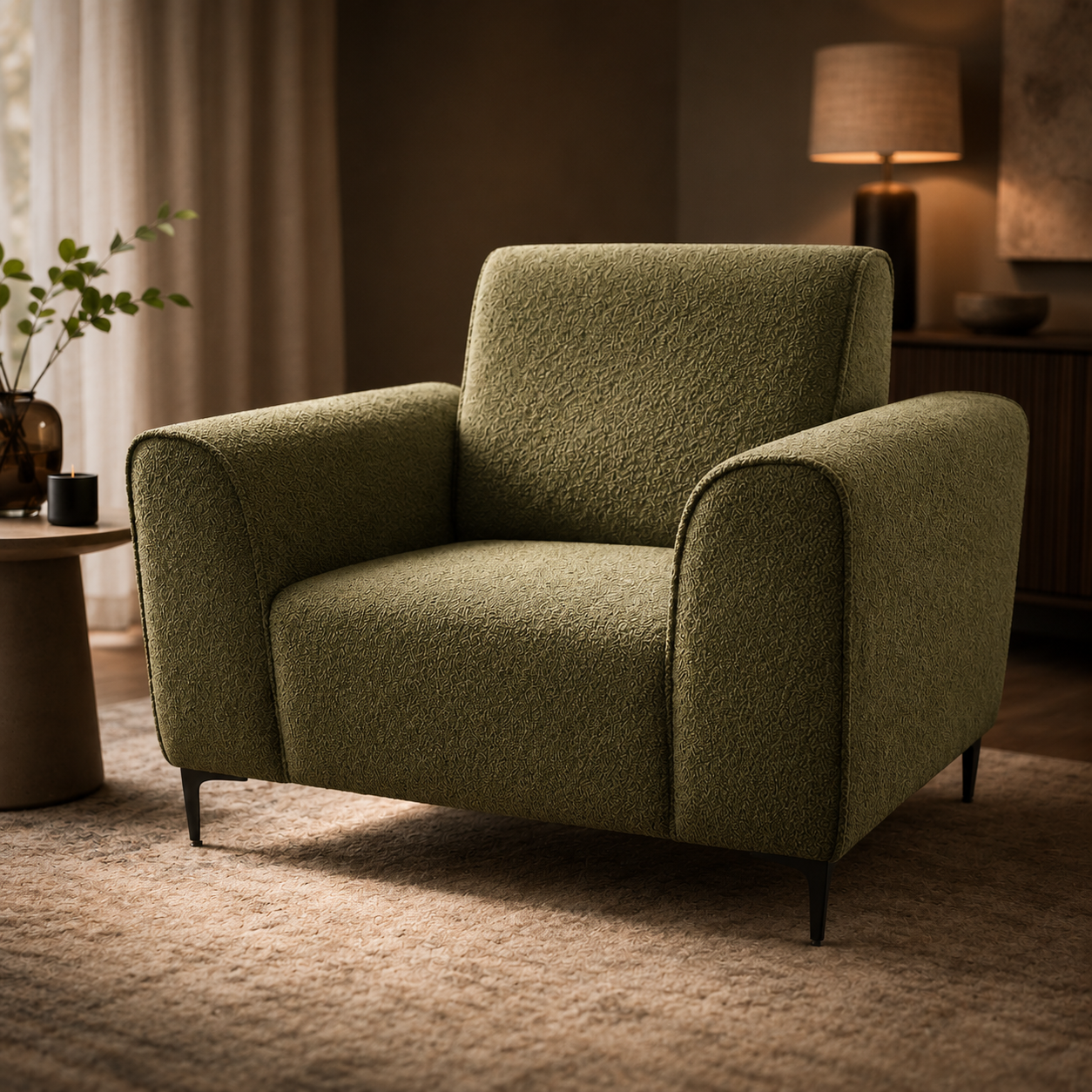 SHOWROOMMODEL Fauteuil Teddystof Groen - Comfortabele Zitstoel - Dallas (Stevig opnieuw verpakking / Kans op Gebruikssporen)