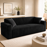 SHOWROOMMODEL Zitbank 3-zits Ribstof Zwart - Comfortabele Zitbank - Helsinki (Stevig opnieuw verpakking / Kans op Gebruikssporen)