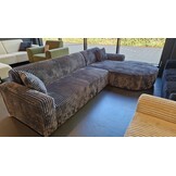 SHOWROOMMODEL Hoekbank Ribstof Antraciet - Comfortabele Hoekbank - Helsinki (Stevig opnieuw verpakking / Kans op Gebruikssporen)