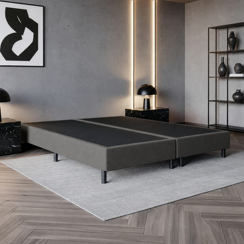 RETOURDEAL Boxspring Boxen 160 x 210 - Stof Antraciet | 20 cm Hard Box - Extra lange maat (Niet in originele verpakking + Kans op Schade)