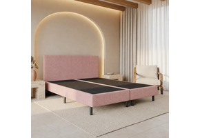 RETOURDEAL Boxspring 140 x 200 - Stof Oud Roze | Hoofdbord Basic - Incl. Pocketboxen 20 cm - Zonder matras (Niet in originele verpakking + Schade aanwezig)