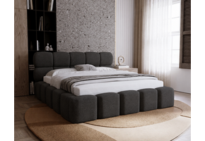 ACTIE Opbergbed 200 x 200 - Stof Antraciet | Como - Zonder Matras + incl. Gasdrukvering
