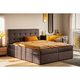 ACTIE Opbergboxspring 200 x 210 - Velvet Bruin | Hoofdbord Glory + bonellvering