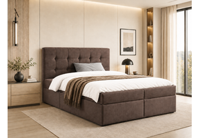 ACTIE Opbergboxspring 200 x 210 - Velvet Bruin | Hoofdbord Glory + bonellvering