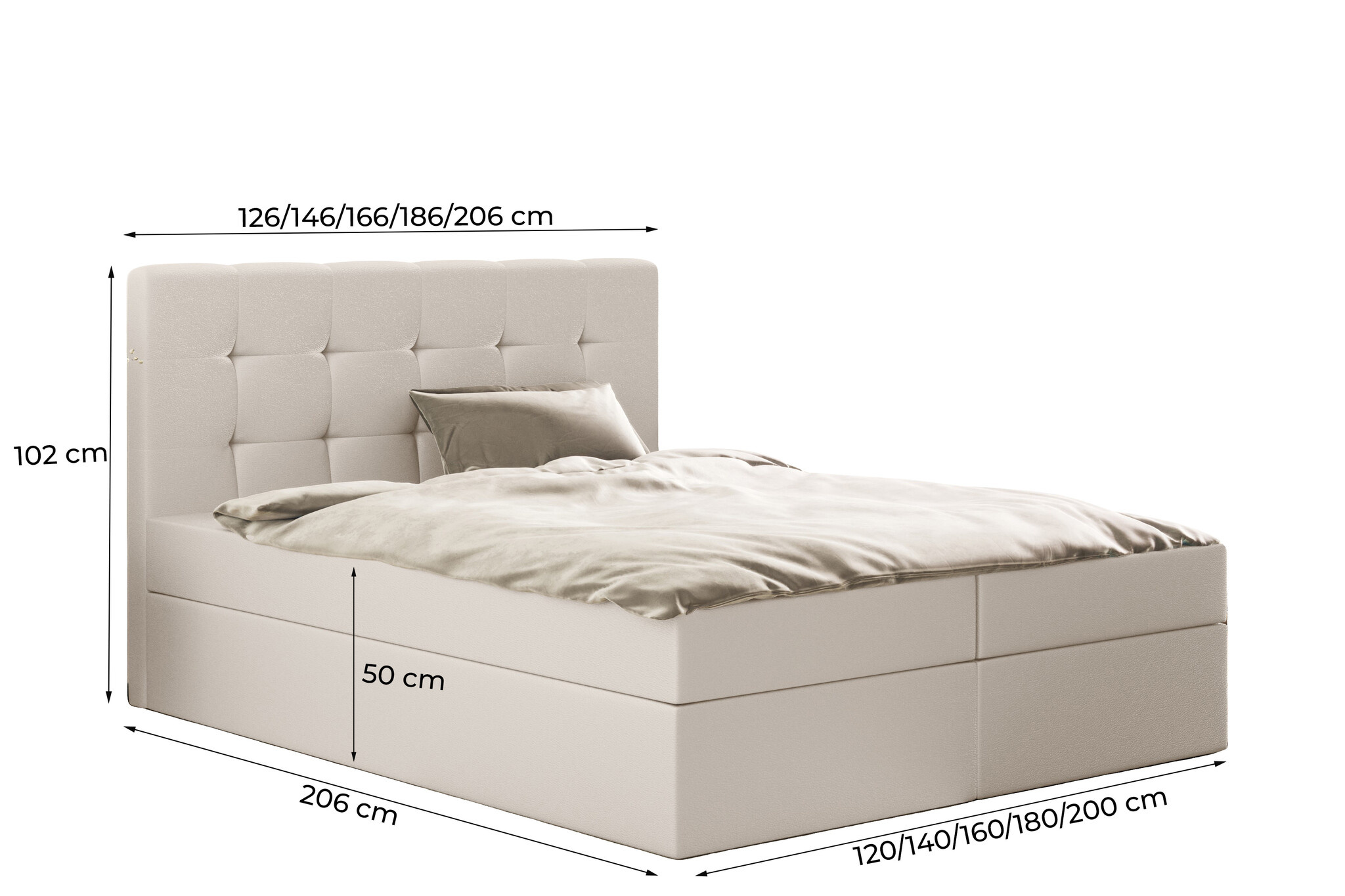 ACTIE Opbergboxspring 200 x 210 - Velvet Bruin | Hoofdbord Glory + bonellvering