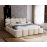 ACTIE Opbergbed 180 x 200 - Teddy stof Ecru | Como - Zonder Matras + Metaal incl. Gasdrukveren