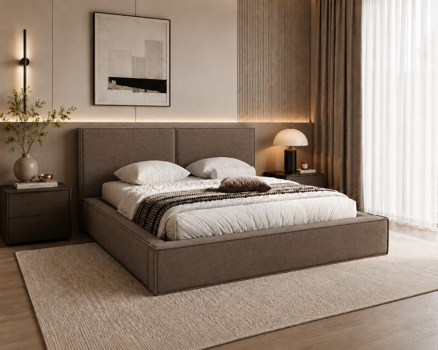 ACTIE Opbergbed 180 x 200 - Velvet Taupe | Kaila - Zonder Matras + Metaal incl. gasdrukveren