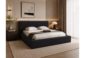 ACTIE Opbergbed 180 x 200 - Suede-look Zwart | Kaila - Zonder Matras + Metaal incl. gasdrukveren