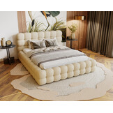 ACTIE Opbergbed 180 x 200 - Teddy stof Zwart | Cato - Zonder Matras + Metaal incl. Gasdrukveren