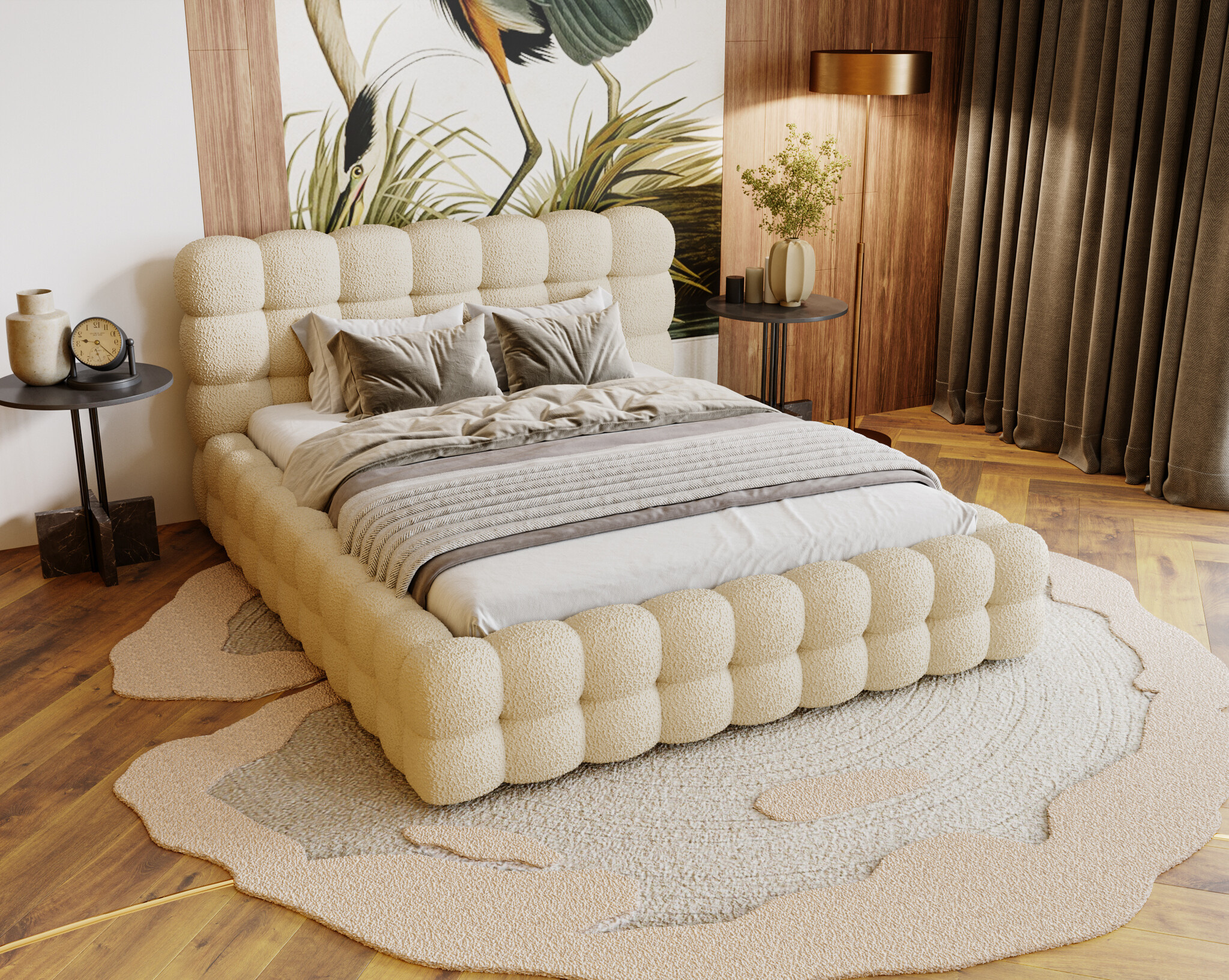 ACTIE Opbergbed 180 x 200 - Teddy stof Zwart | Cato - Zonder Matras + Metaal incl. Gasdrukveren