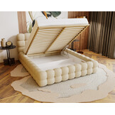 ACTIE Opbergbed 180 x 200 - Teddy stof Zwart | Cato - Zonder Matras + Metaal incl. Gasdrukveren