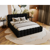 ACTIE Opbergbed 180 x 200 - Teddy stof Zwart | Cato - Zonder Matras + Metaal incl. Gasdrukveren