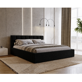 ACTIE Opbergbed 180 x 200 - Teddy stof Zwart | Hudson - Zonder Matras + Hout incl. mechanische veren