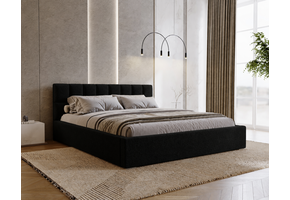 ACTIE Opbergbed 180 x 200 - Teddy stof Zwart | Hudson - Zonder Matras + Hout incl. mechanische veren