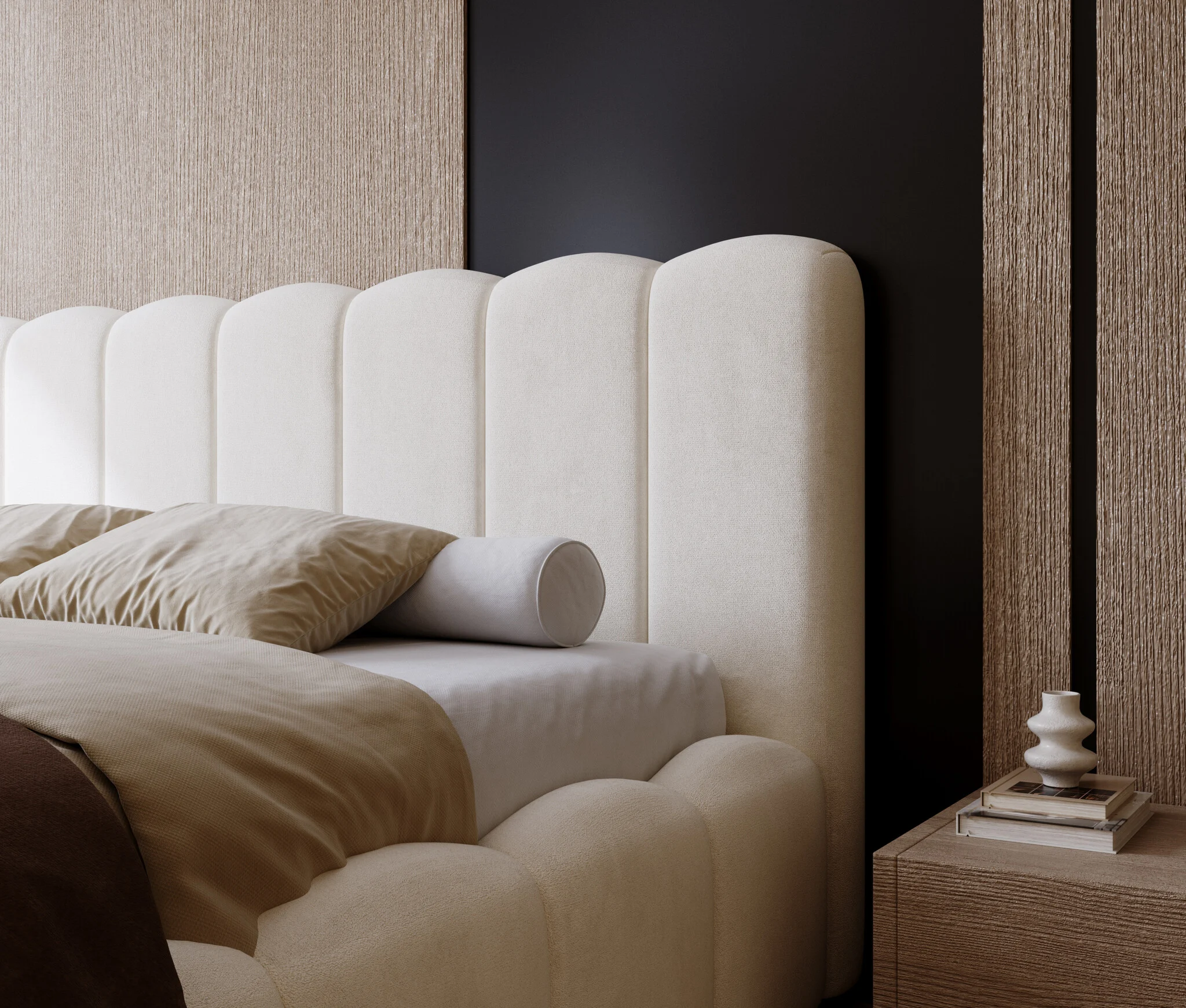 ACTIEDEAL Opbergbed 200 x 200 - Velvet Creme | Incl. Pocket Hybride Matras + Gasdrukveren