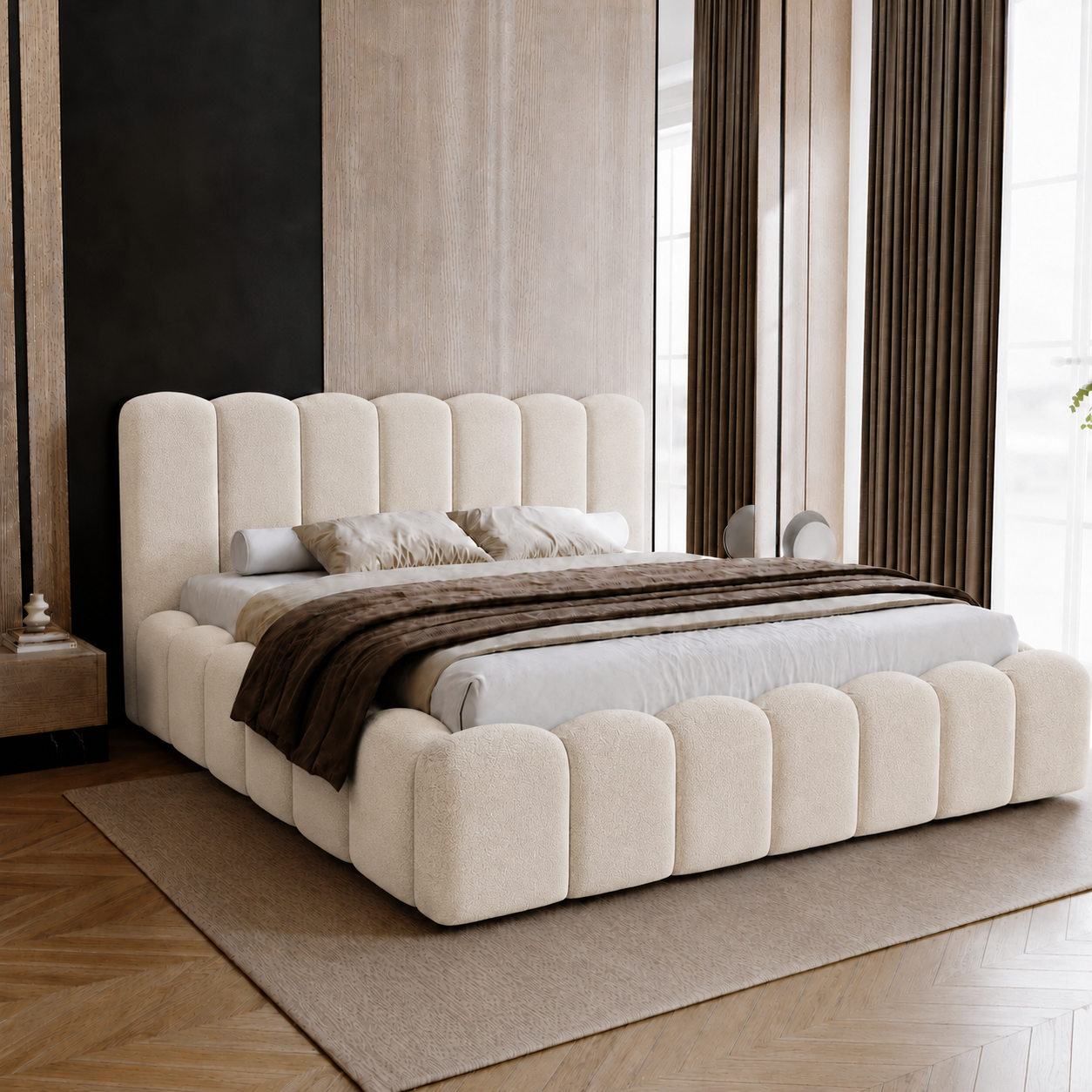 ACTIEDEAL Opbergbed 200 x 200 - Velvet Creme | Incl. Pocket Hybride Matras + Gasdrukveren