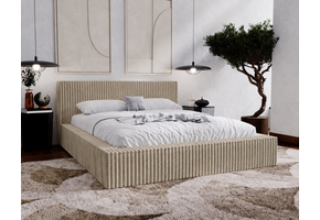 ACTIEDEAL Opbergbed 200 x 200 - Ribstof Beige | Zonder Matras